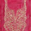 Rani Pink Crepe Unstitched Suit With Dupatta and Bottom Fabric