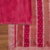 Rani Pink Crepe Unstitched Suit With Dupatta and Bottom Fabric