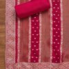 Rani Pink Crepe Unstitched Suit With Dupatta and Bottom Fabric