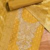 Mustard Yellow Chanderi Unstitched Suit With Dupatta