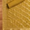 Mustard Yellow Chanderi Unstitched Suit With Dupatta