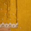 Mustard Yellow Satin Unstitched Suit With Dupatta