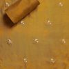 Mustard Yellow Satin Unstitched Suit With Dupatta