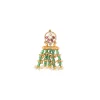 Gold Plated Green Long Necklace Set With Earrings