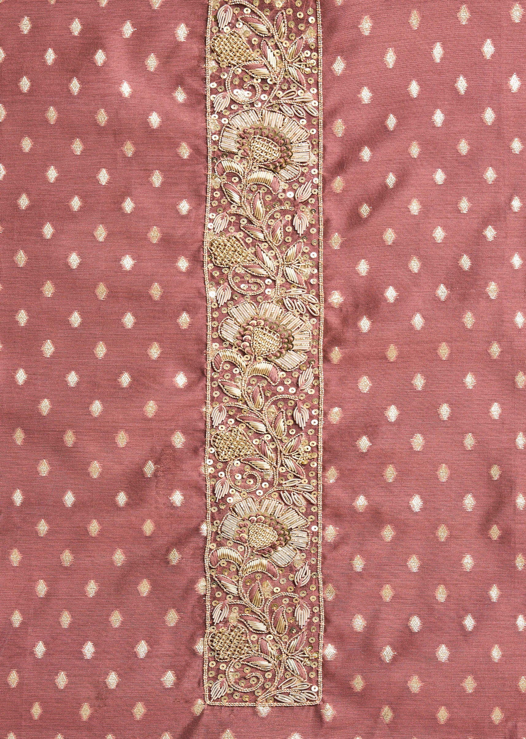 Maroon Chanderi Unstitched Suit With Dupatta