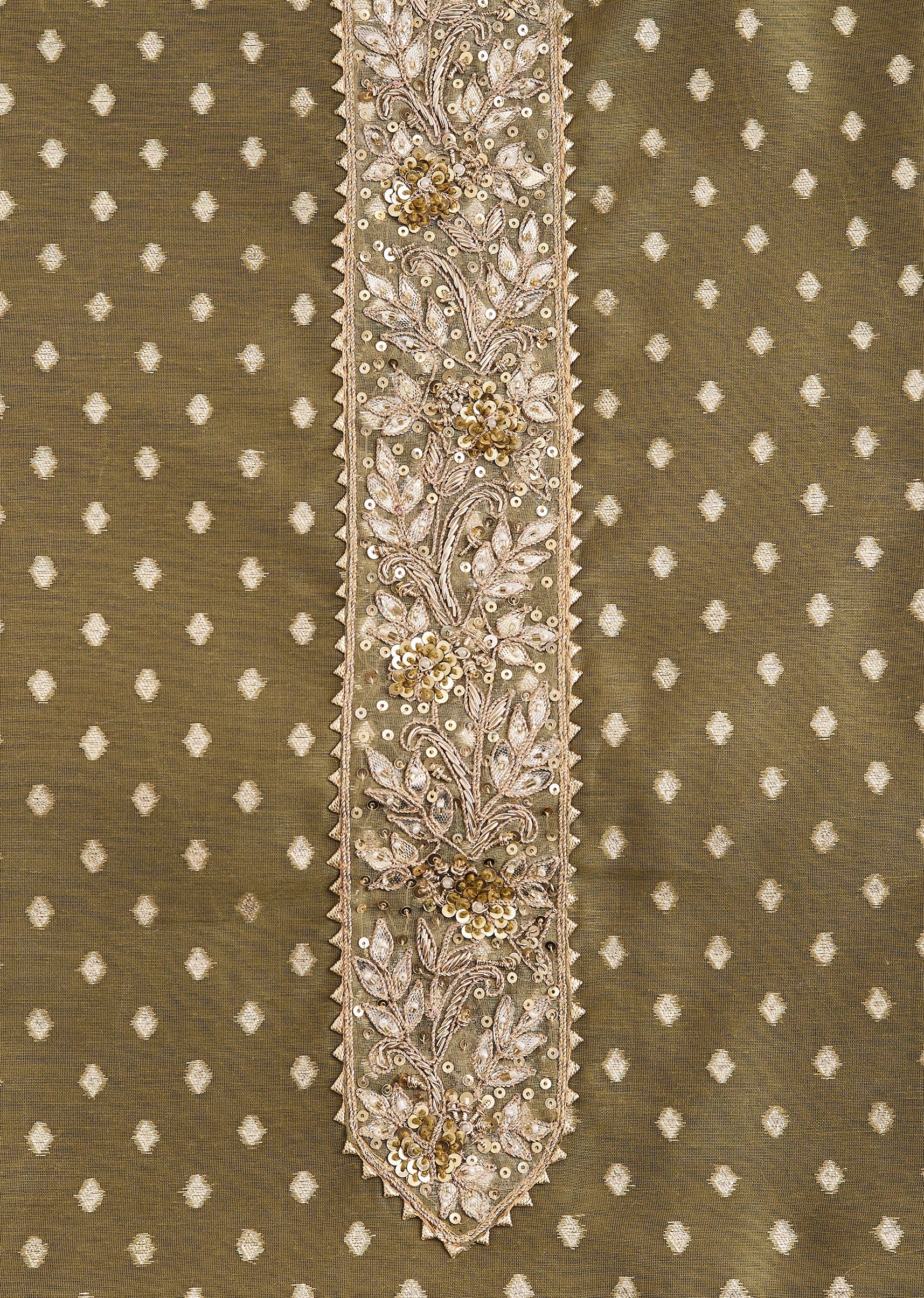 Mehendi Green Chanderi Unstitched Suit