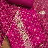 Magenta Chanderi Unstitched Suit With Dupatta
