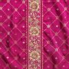 Magenta Chanderi Unstitched Suit With Dupatta