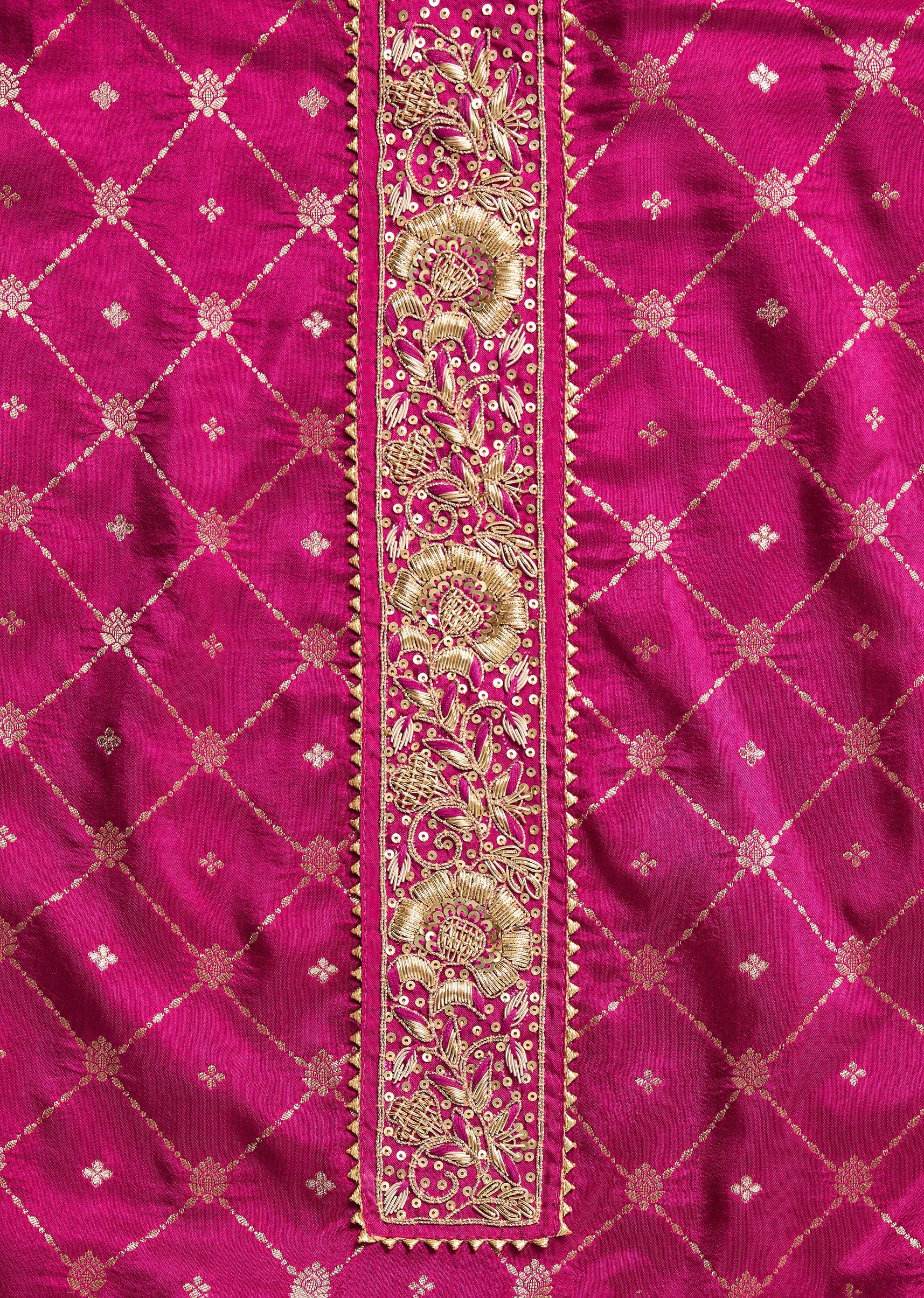 Magenta Chanderi Unstitched Suit With Dupatta