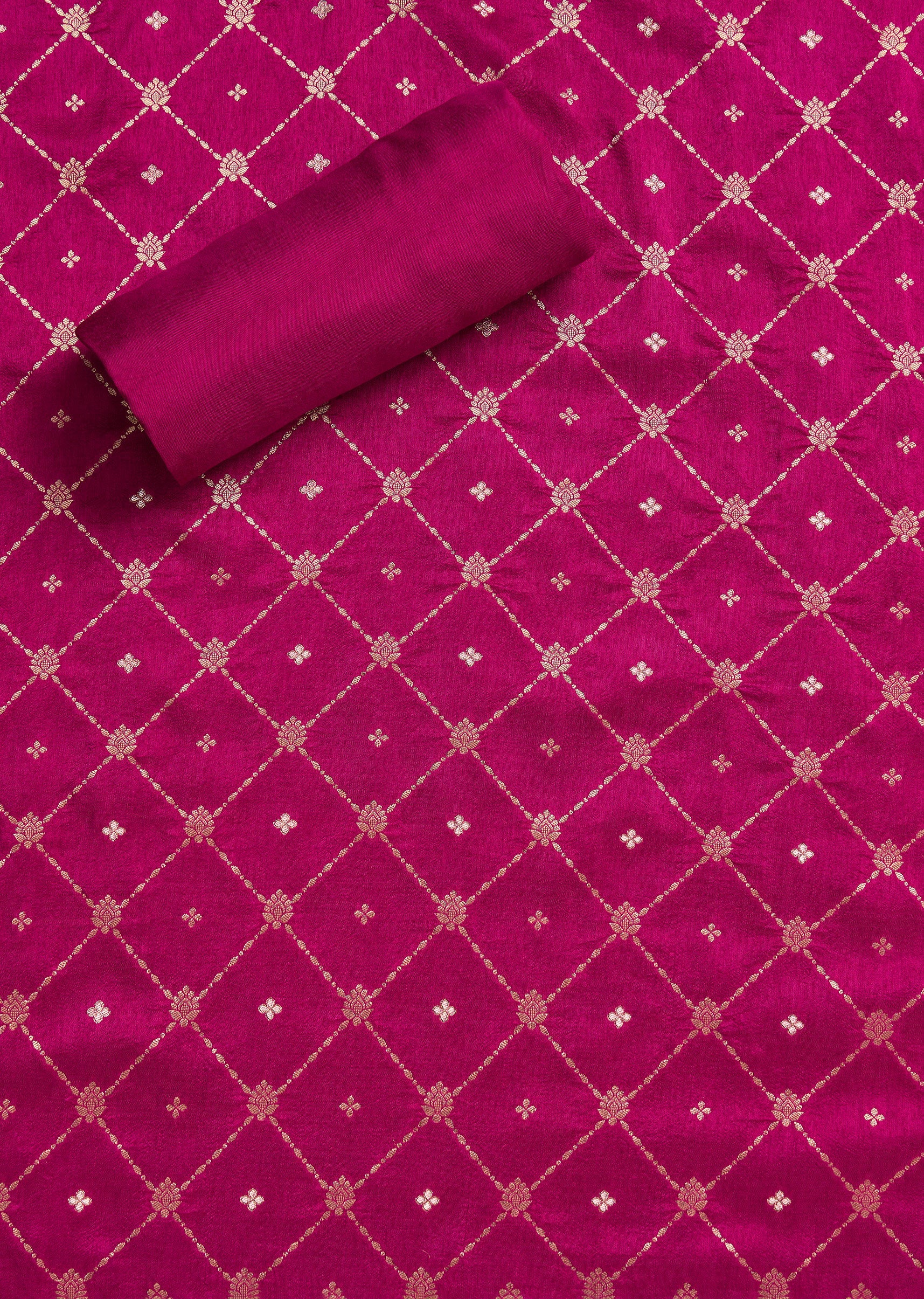 Magenta Chanderi Unstitched Suit With Dupatta