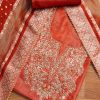 Rust Tissue Embroidered Unstitched Suit Set