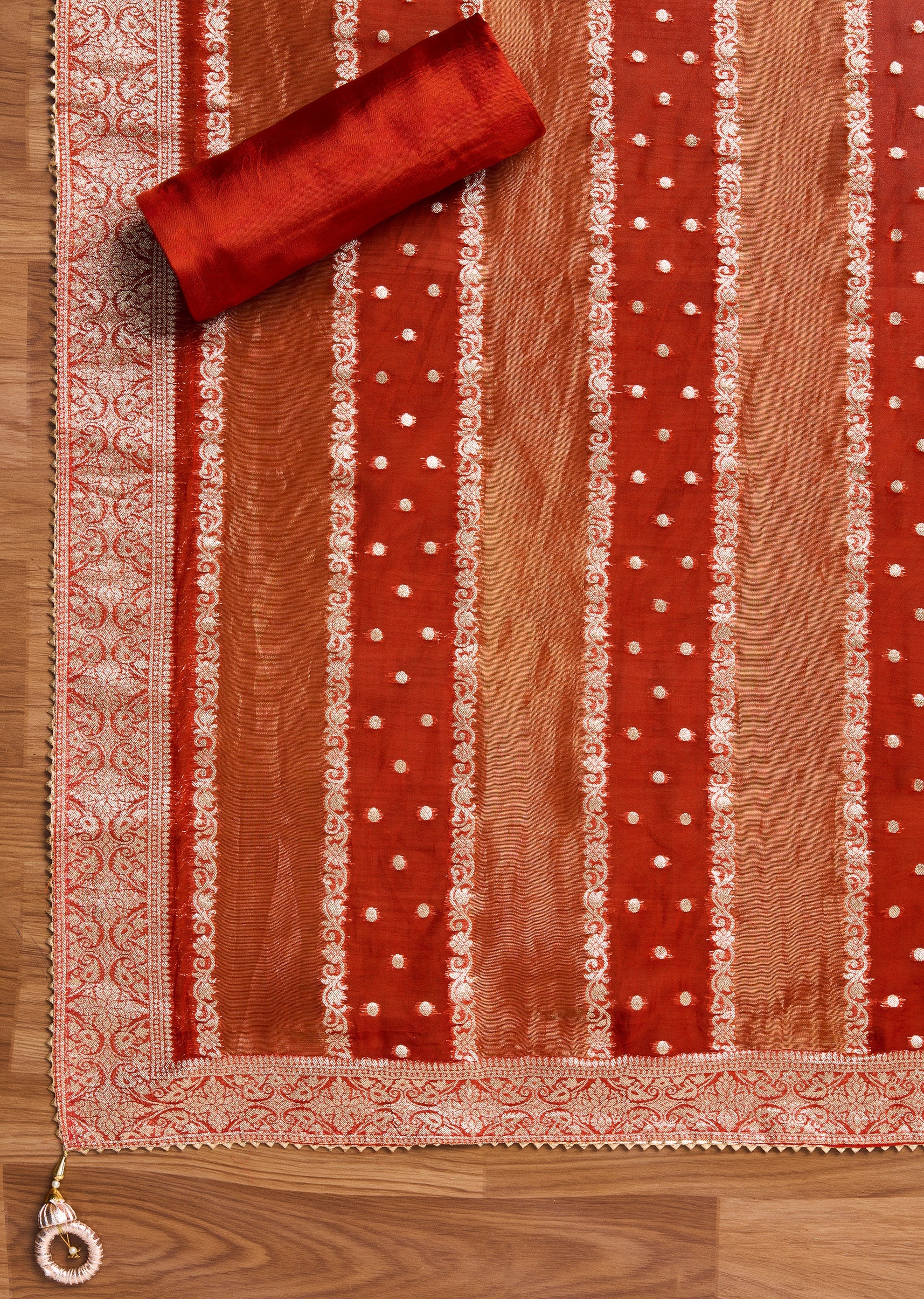 Rust Tissue Embroidered Unstitched Suit Set