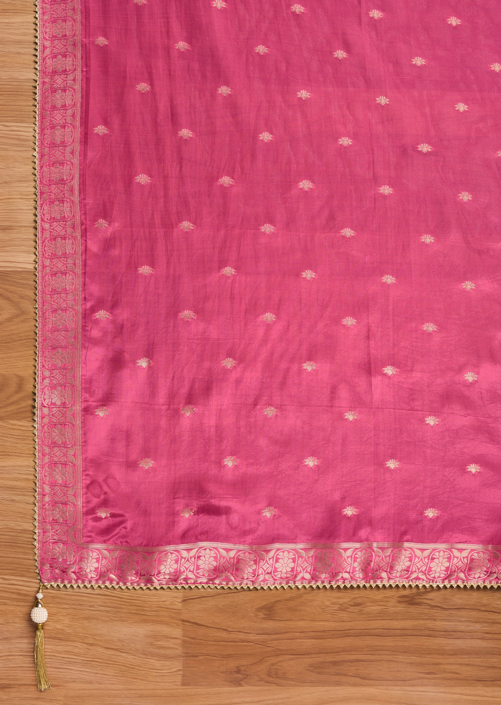 Rani Pink Tissue Brocade Embroidered Unstitched Suit Set