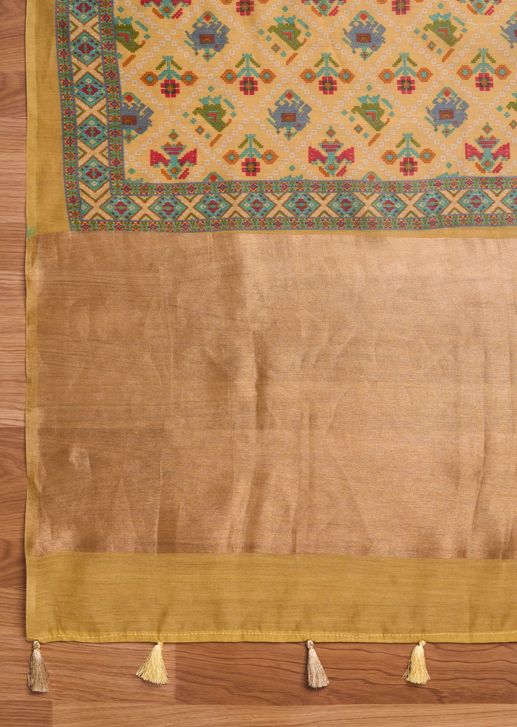 Yellow Chanderi Unstitched Suit Set