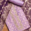 Lavender Tissue Embroidered Unstitched Suit Set