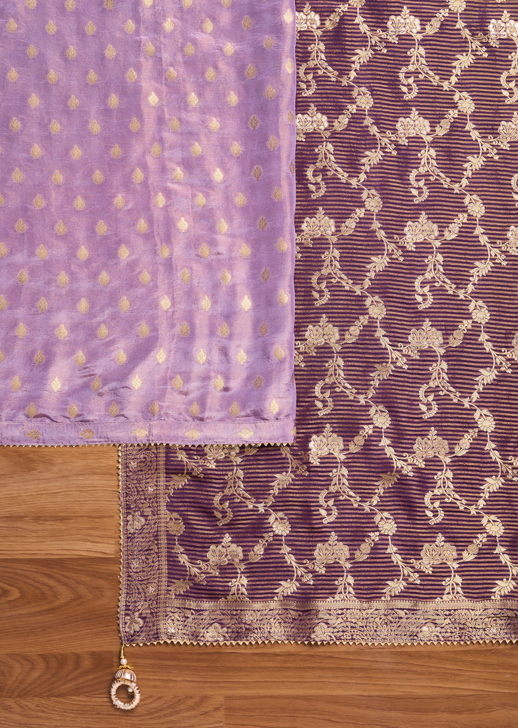 Lavender Tissue Embroidered Unstitched Suit Set