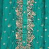 Aqua Blue Organza Brocade Unstitched Suit Set