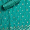 Aqua Blue Organza Brocade Unstitched Suit Set