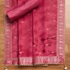 Magenta Tissue Brocade Banarasi Embroidered Unstitched Suit Set