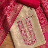 Beige Tissue Embroidered Unstitched Suit Set