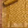 Mustard Yellow Organza Brocade Unstitched Suit Set