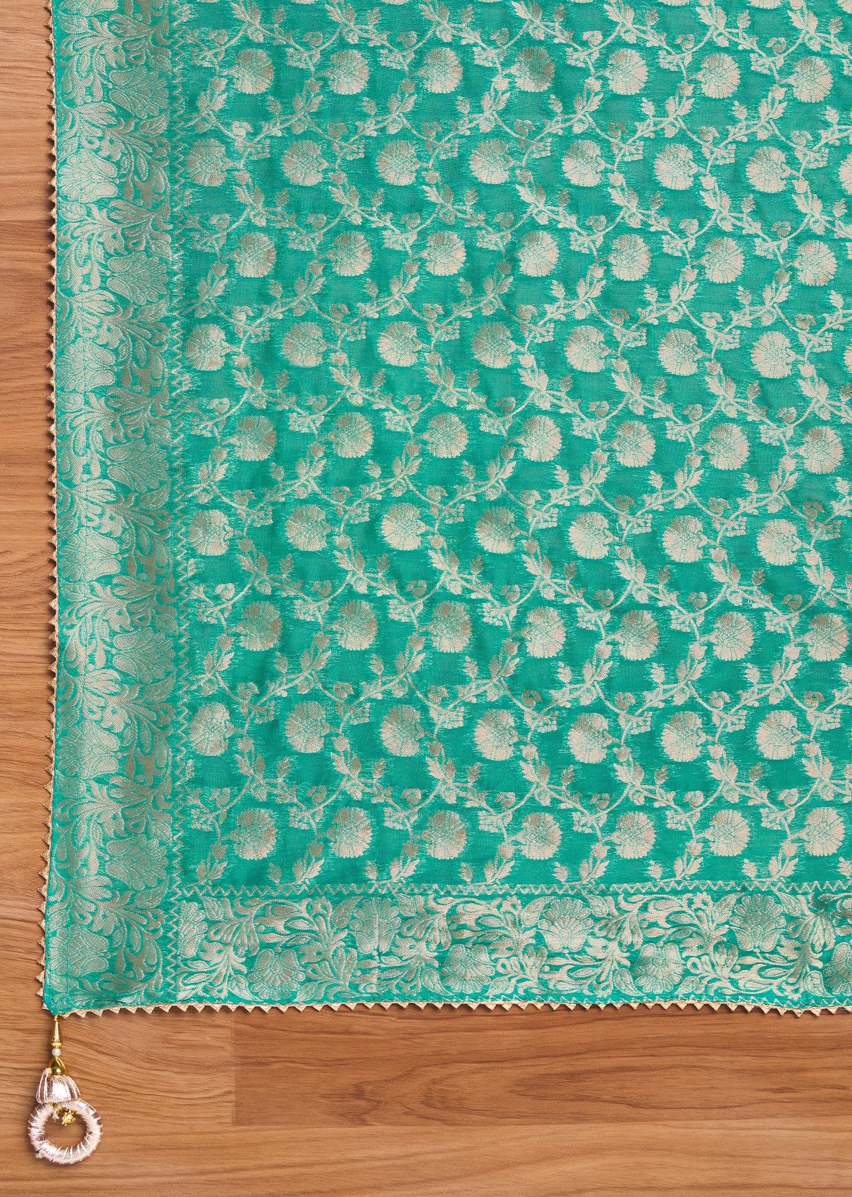 Aqua Blue Jacquard Unstitched Suit Set