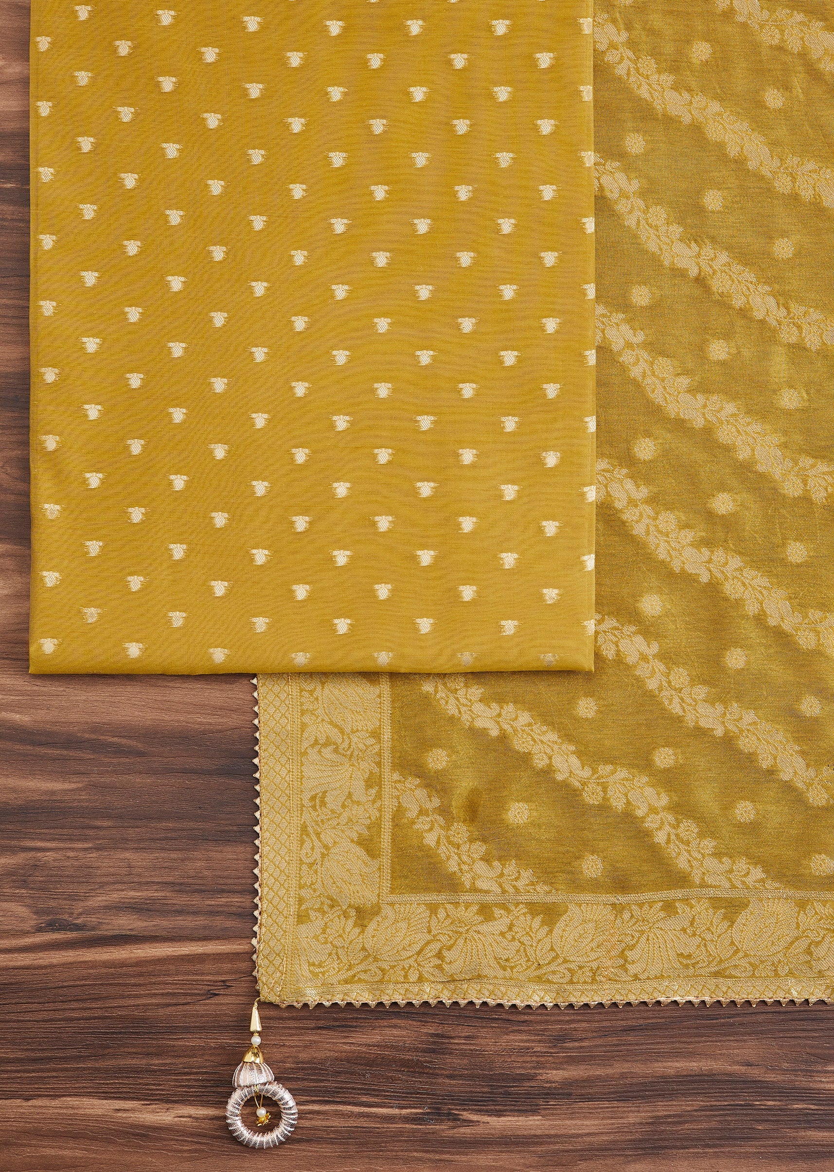 Vibrant Mustard Yellow Suit With Intricate Embroidery