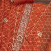 Rust Chanderi Jacquard Suit