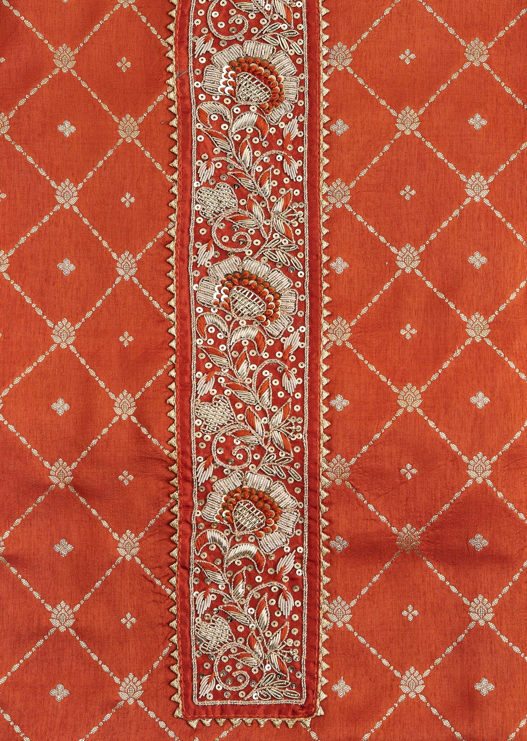 Rust Chanderi Jacquard Suit