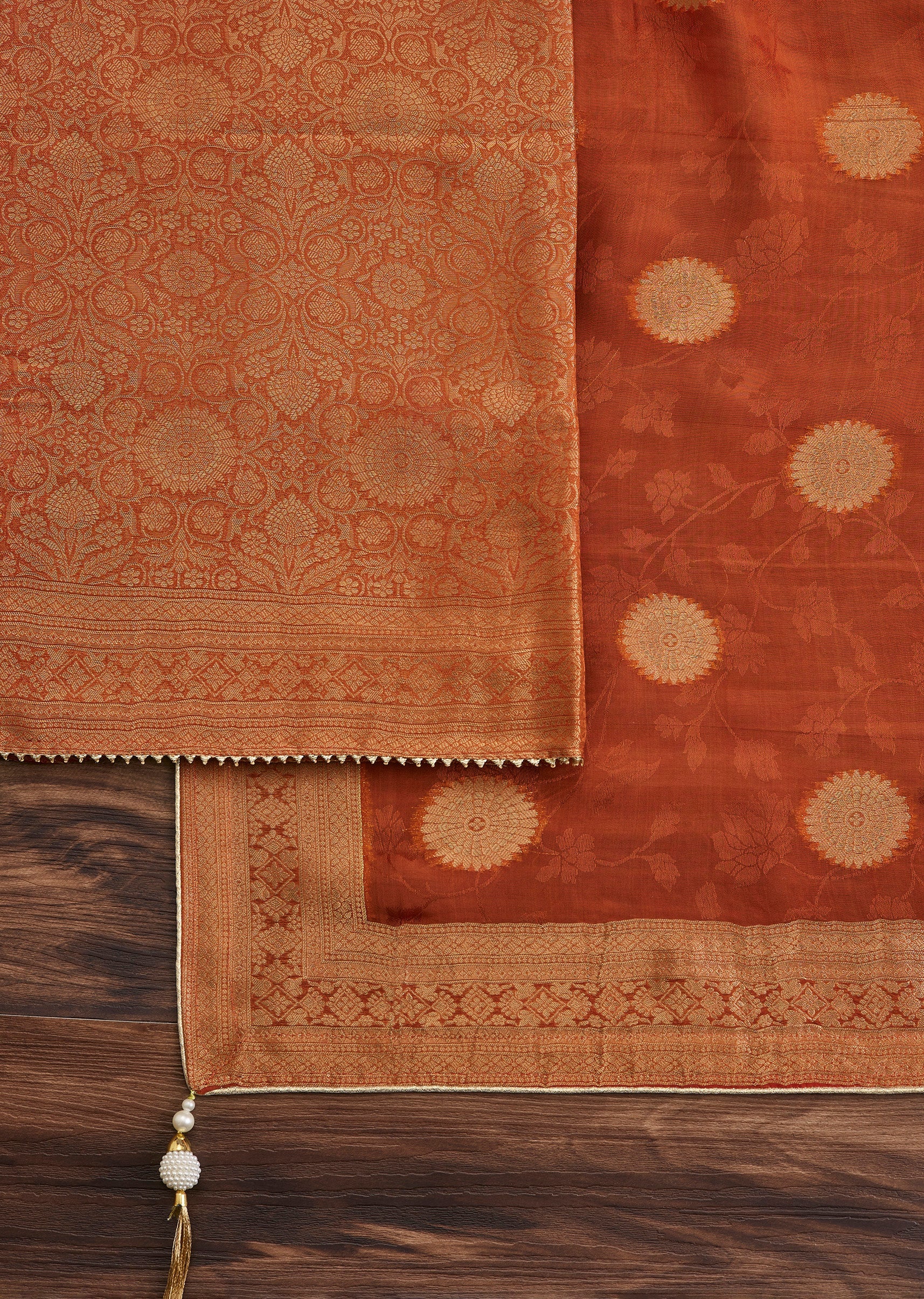 Rust Orange Jacquard Suit