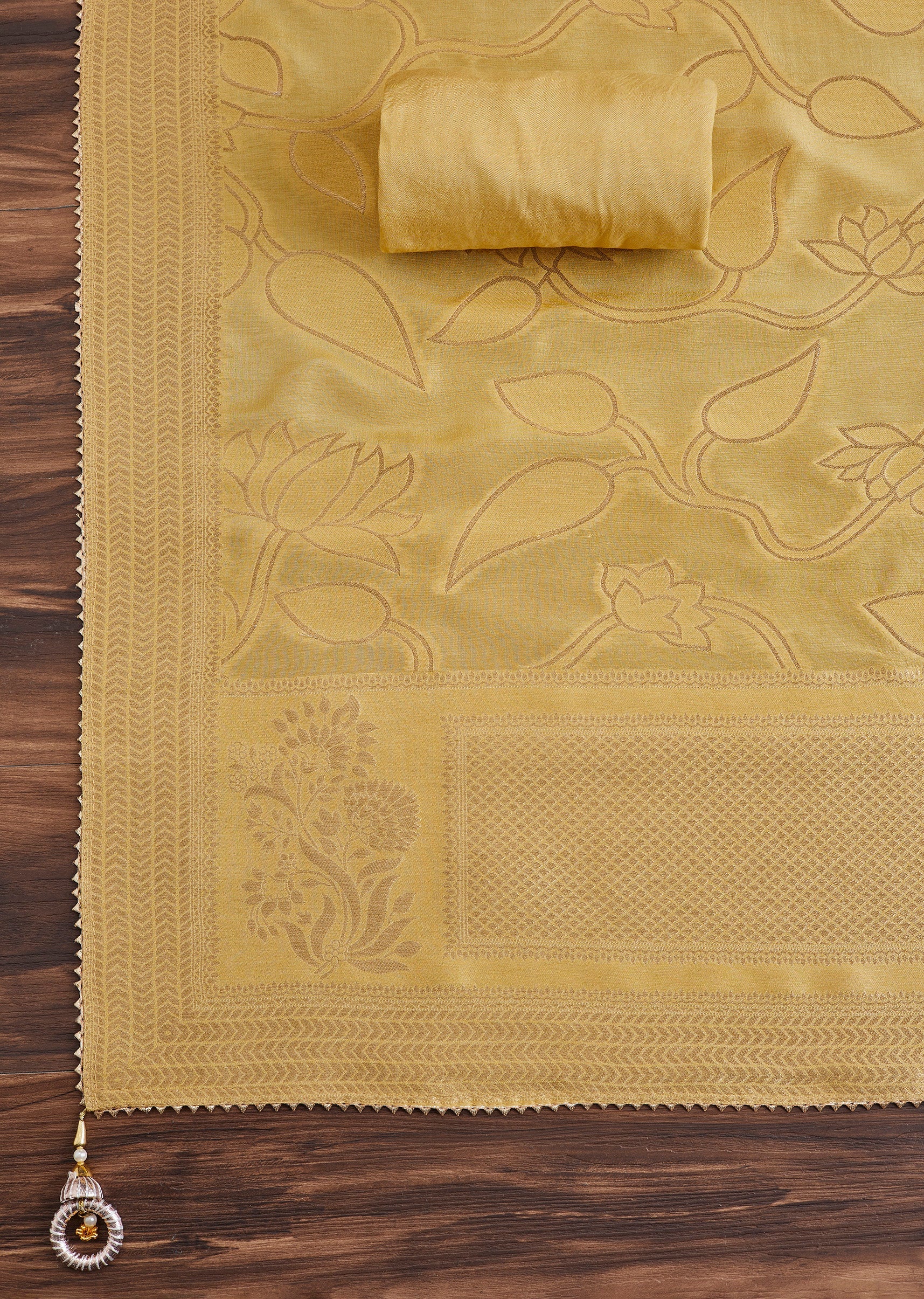Mustard Yellow Embroidered Chanderi Suit