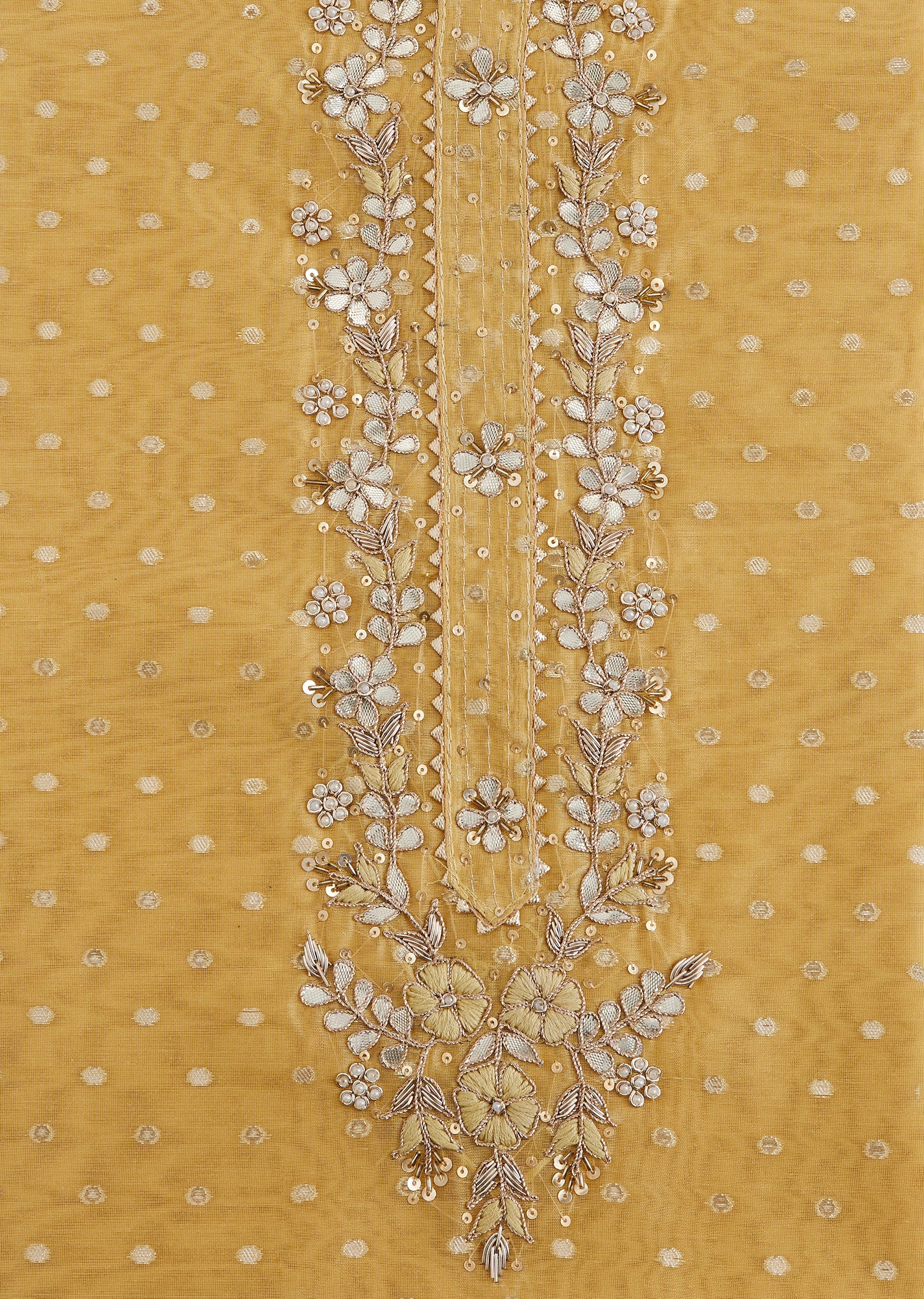 Mustard Yellow Embroidered Chanderi Suit