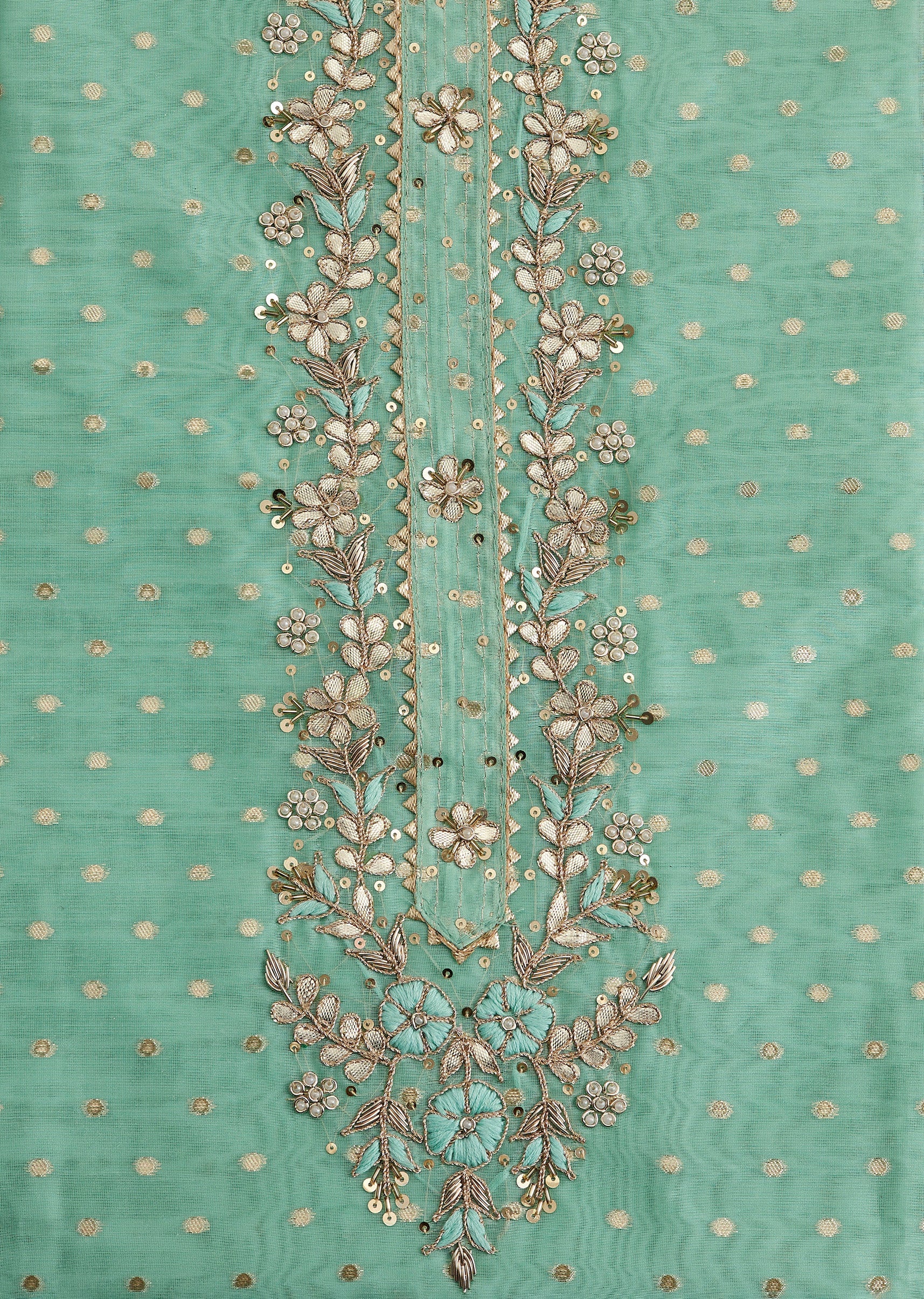Fresh Aqua Blue Embroidered Suit