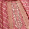 Pink Chanderi Unstitched Suit With Embroidery And Dupatta