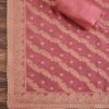 Pink Chanderi Unstitched Suit With Embroidery And Dupatta
