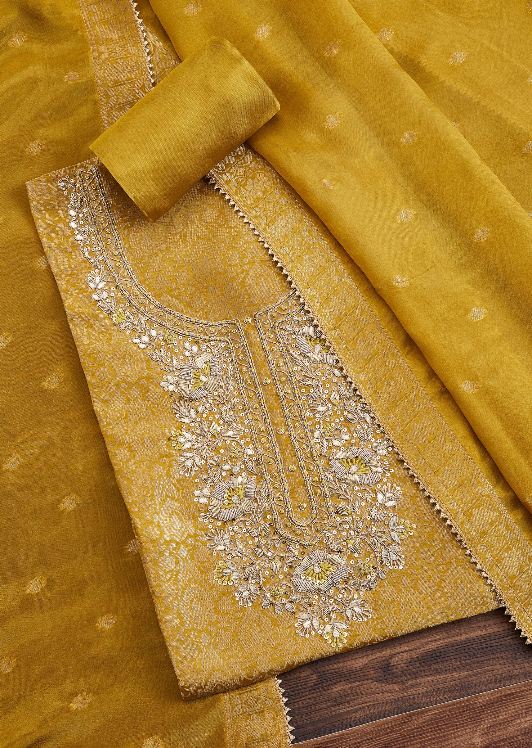 6487-mustard-yellow-brocade-suit-1.jpg Mustard Yellow Brocade Suit