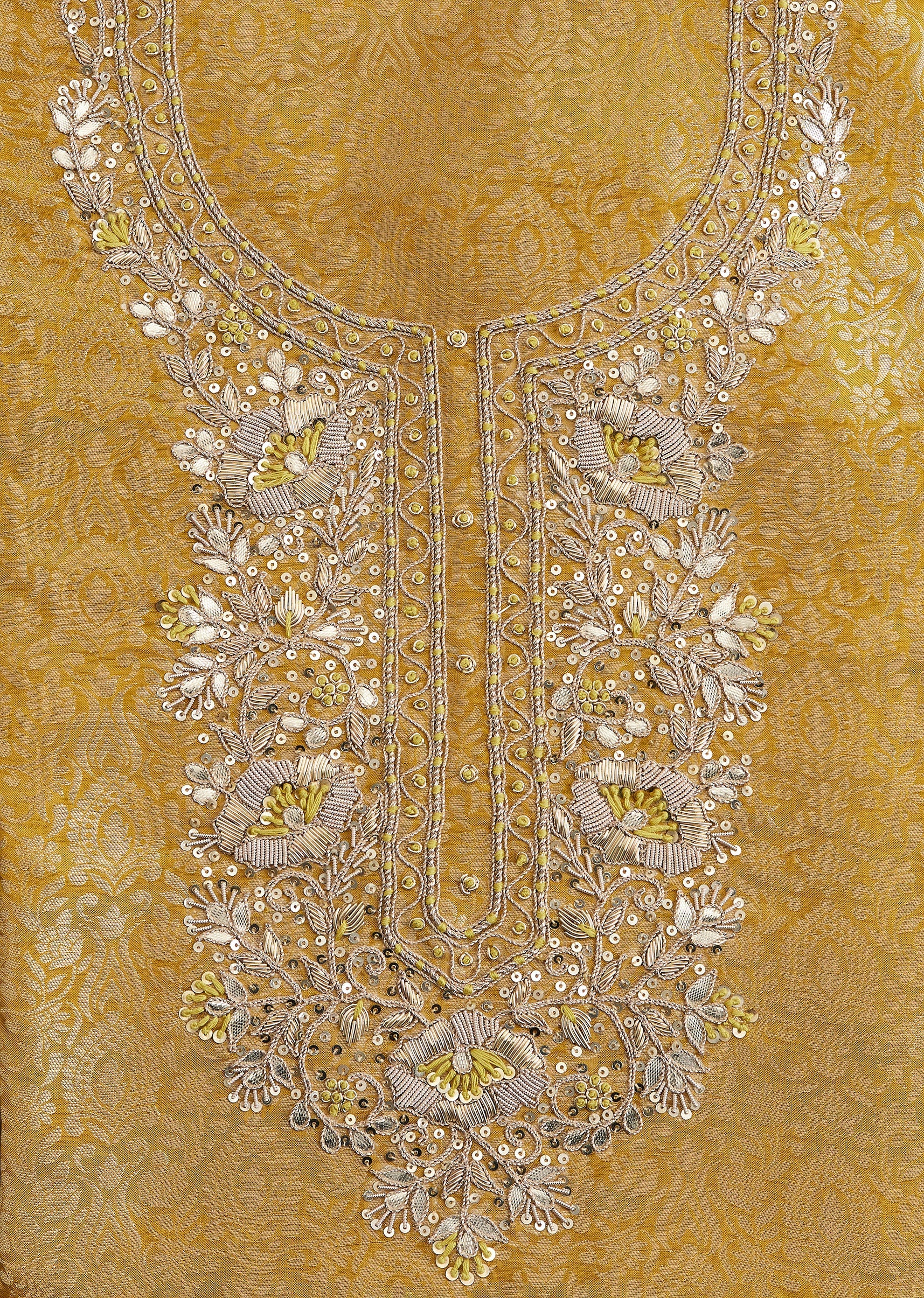 Mustard Yellow Brocade Suit