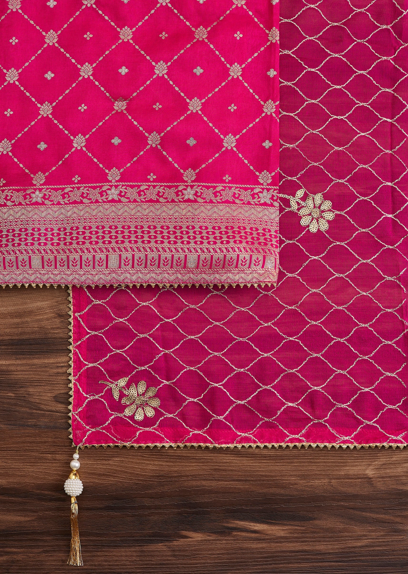Vibrant Rani Pink Chanderi Suit