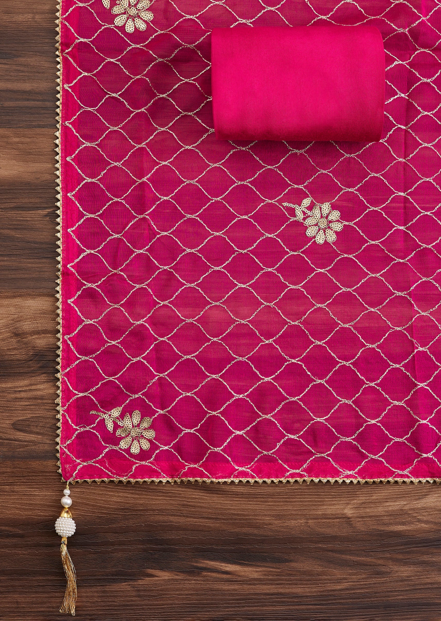 Vibrant Rani Pink Chanderi Suit