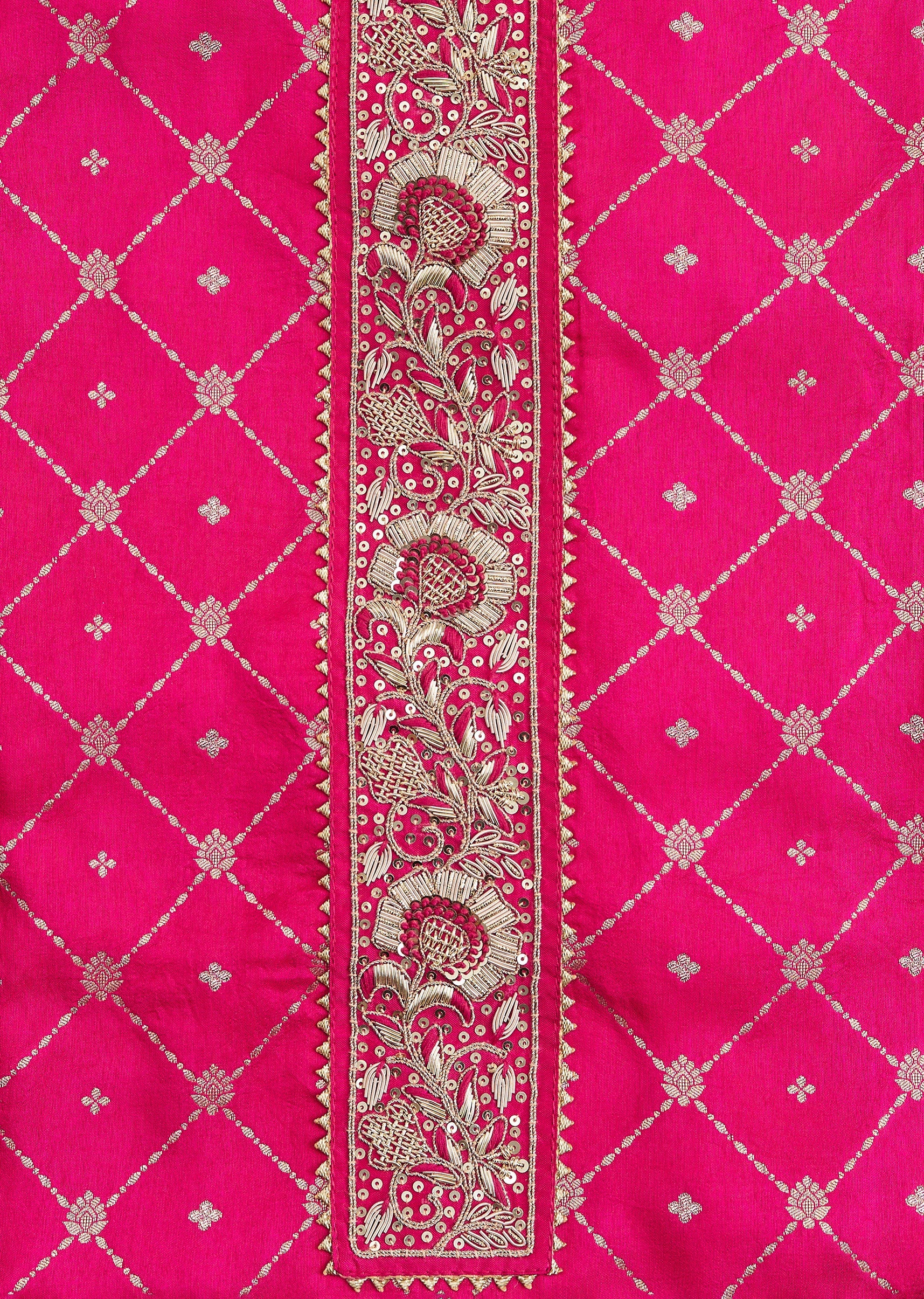 Vibrant Rani Pink Chanderi Suit