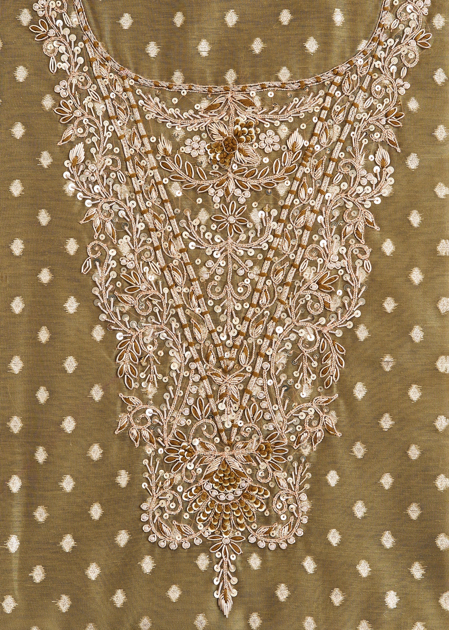 Mehendi Green Suit With Embroidered Detailing