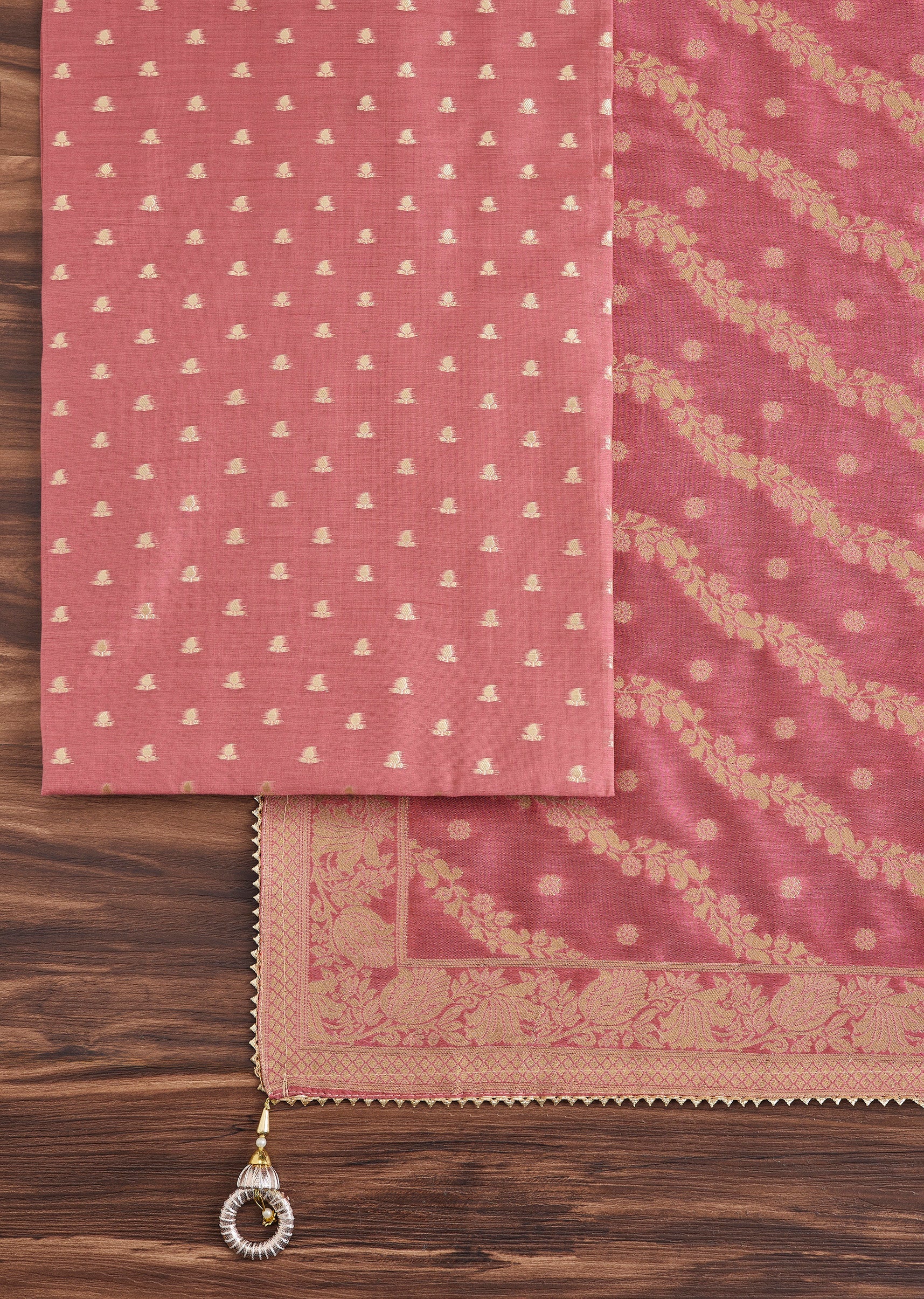 Soft Pink Embroidered Chanderi Suit