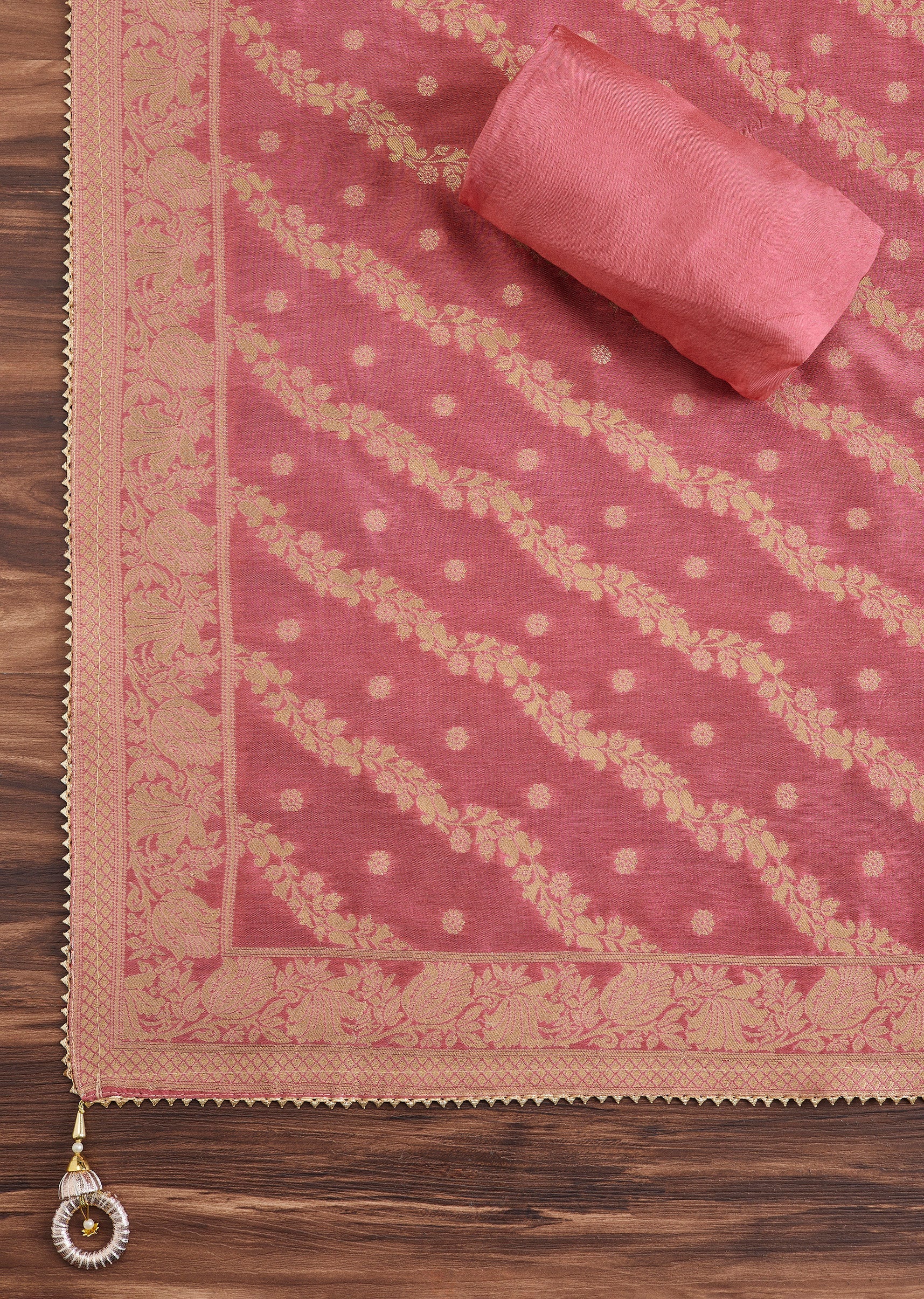 Soft Pink Embroidered Chanderi Suit