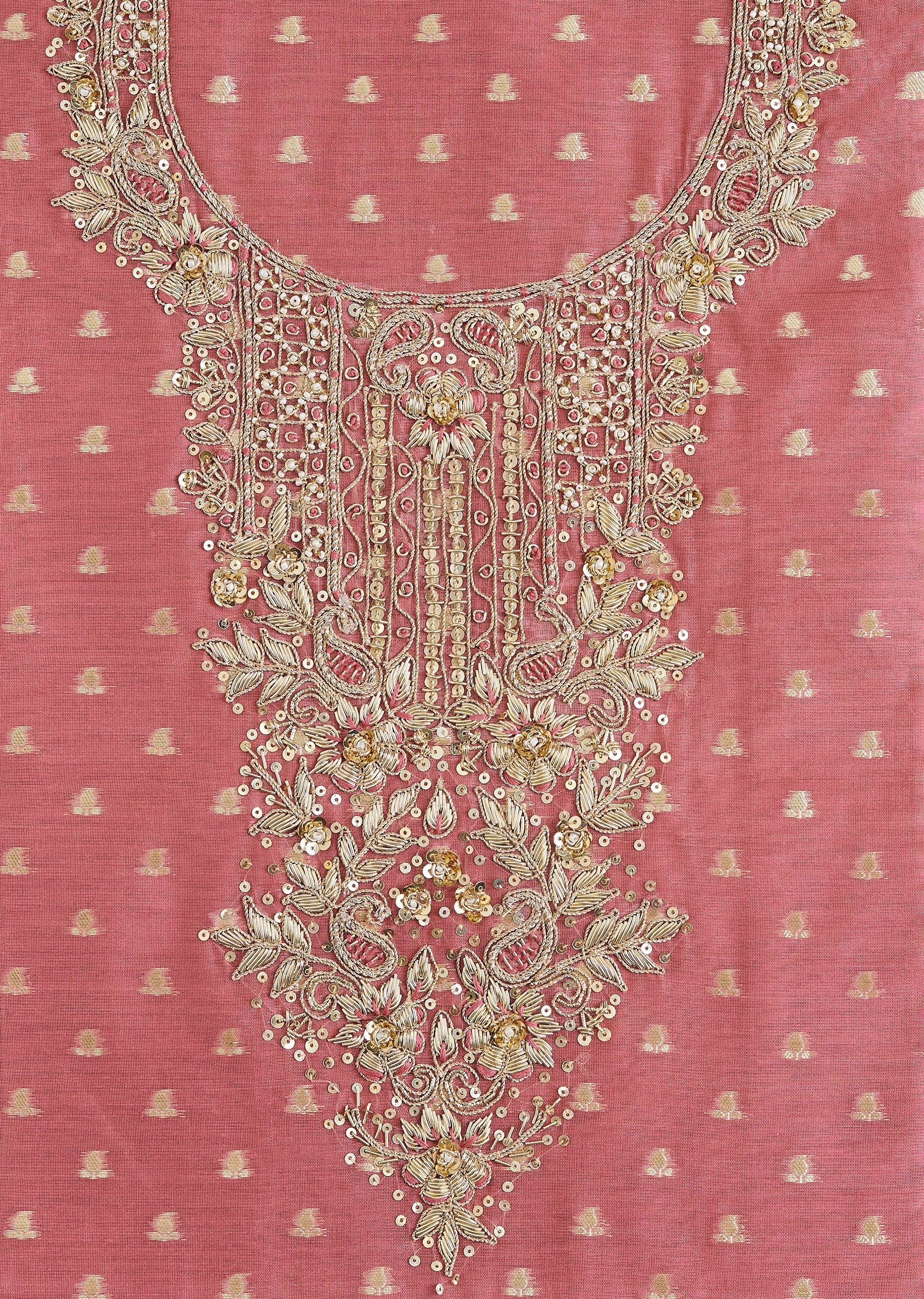 Soft Pink Embroidered Chanderi Suit