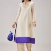 Cream Weaved Chanderi Kurta Set