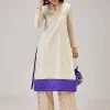 Cream Weaved Chanderi Kurta Set
