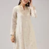 Cream Weaved Chanderi Kurta Set