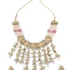 Pearl Layered Necklace Set With Floral Elements And Bead Drops