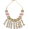 Pearl Layered Necklace Set With Floral Elements And Bead Drops