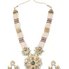 Pearl Layered Necklace Set With Gold Detailing And Matching Earrings